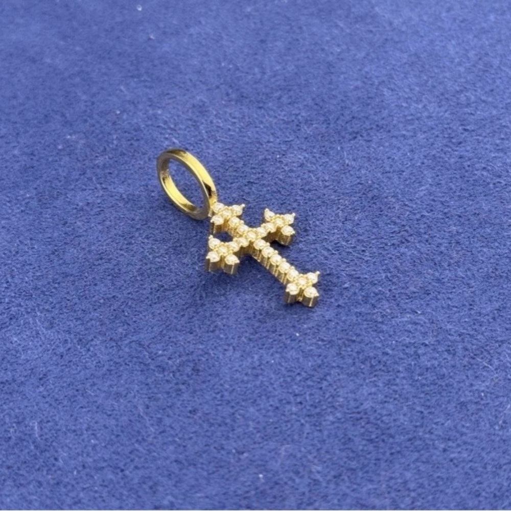 18k Gold Plated Sterling Silver Moissanite Cross Pendant Charm